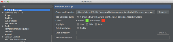 Configuration PHPUnit code coverage